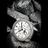 PATEK PHILIPPE. AN 18K WHITE GOLD PERPETUAL CALENDAR CHRONOGRAPH WRISTWATCH WITH MOON PHASES, LEAP YEAR AND DAY/NIGHT INDICATION - photo 1