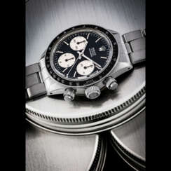 ROLEX. A RARE AND ATTRACTIVE STAINLESS STEEL CHRONOGRAPH WRISTWATCH WITH “SIGMA” DIAL AND BRACELET
