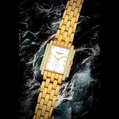 PATEK PHILIPPE. AN 18K GOLD AND DIAMOND-SET WRISTWATCH WITH BRACELET