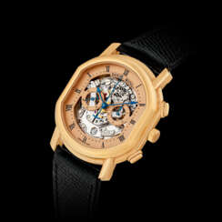 DANIEL ROTH. AN 18K PINK GOLD AUTOMATIC SEMI-SKELETONISED CHRONOGRAPH WRISTWATCH WITH DATE
