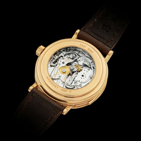 BREGUET. A VERY RARE 18K GOLD MINUTE REPEATING PERPETUAL CALENDAR TOURBILLON WRISTWATCH WITH JUMP HOURS, LEAP YEAR INDICATION AND RETROGRADE DATE, MADE FOR THE BRAND`S 250TH ANNIVERSARY - фото 2