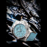 ROLEX. AN ATTRACTIVE 18K WHITE GOLD AUTOMATIC CHRONOGRAPH WRISTWATCH WITH TURQUOISE CHRYSOPRASE DIAL - Foto 1