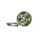 A PAIR OF BISCUIT-ENAMELLED INCISED `DRAGON AND SANDUO` DISHES - photo 1