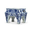 A VERY RARE BLUE AND WHITE RECTANGULAR ‘DRAGON’ CENSER - Auction prices