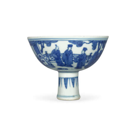 A BLUE AND WHITE `SCHOLARS` STEM BOWL - photo 1