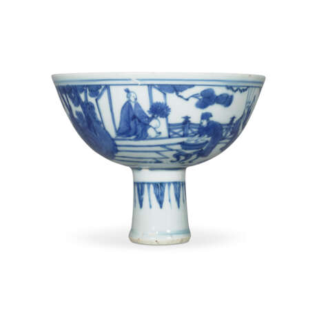 A BLUE AND WHITE `SCHOLARS` STEM BOWL - Foto 2