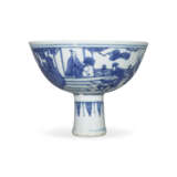 A BLUE AND WHITE `SCHOLARS` STEM BOWL - Foto 2