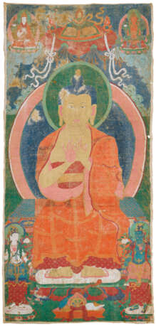 AN EXTREMELY LARGE AND RARE PAINTED BANNER OF BUDDHA - Foto 1
