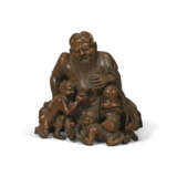 A FINELY CARVED LARGE BAMBOO `ZHONG KUI AND DEMONS` GROUP - photo 2