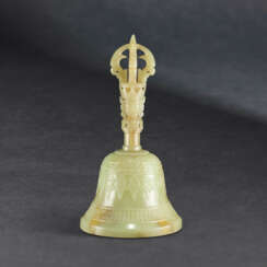 A YELLOW JADE CEREMONIAL BELL, GHANTA