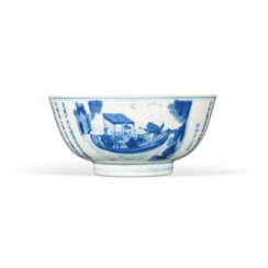 A BLUE AND WHITE INSCRIBED ‘LATTER ODE TO THE RED CLIFF’ BOWL