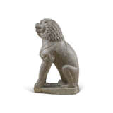 A LARGE LIMESTONE CARVING OF A SEATED LION - photo 2