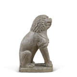 A LARGE LIMESTONE CARVING OF A SEATED LION - фото 5