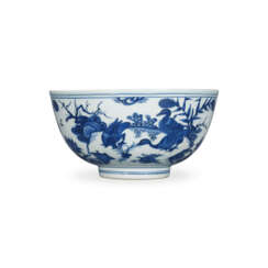 A LARGE BLUE AND WHITE ‘GEESE AND LOTUS’ BOWL