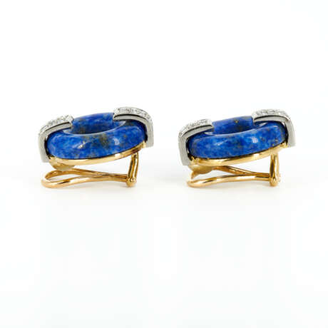 Lapis Lazuli-Diamond-Ear Clips - photo 2