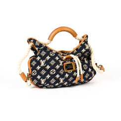 Louis Vuitton. Limited Edition Navy Blue Bulles MM Canvas Handbag