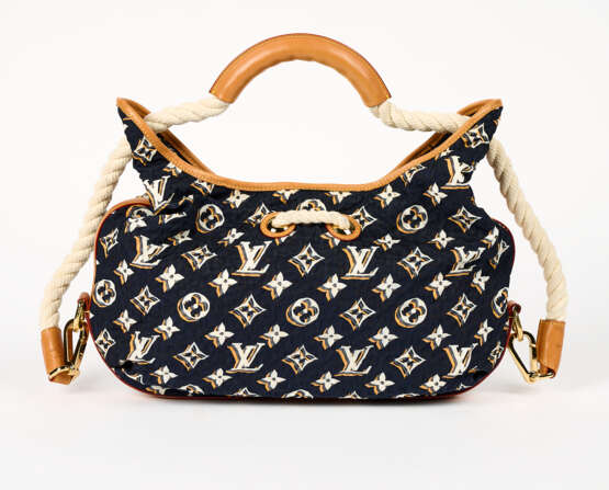 Louis Vuitton. Limited Edition Navy Blue Bulles MM Segeltuch Handtasche - Foto 3