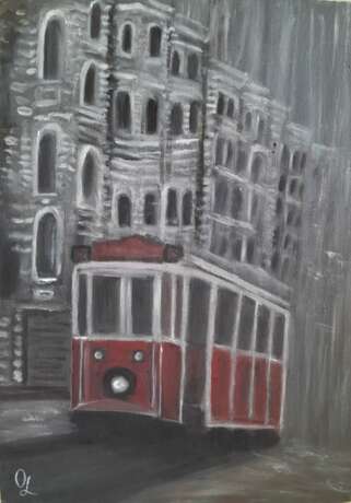 Red tram. Toile Huile Impressionnisme Ukrayna 2024 - photo 1