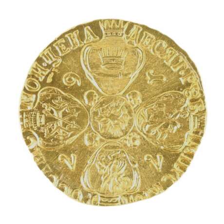 Pi&egrave;ce d&amp;39;or de l&amp;39;&eacute;poque de Catherine la Grande 10 roubles. Saint-P&eacute;tersbourg 1767. Gold Baroque 18th century - Foto 3