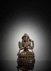 Bön-Bronze des Shadakshari auf einem Lotus
