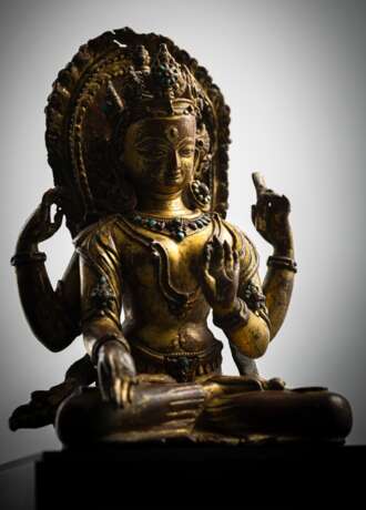 Feine und seltene feuervergoldete Bronze der Prajnaparamita - Foto 3