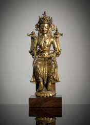 Feuervergoldete Bronze des sitzenden Maitreya