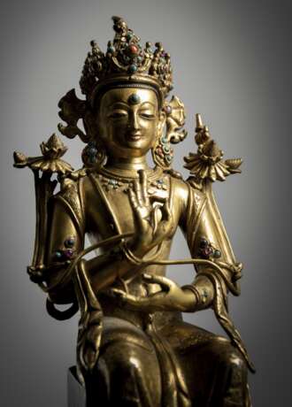Feuervergoldete Bronze des sitzenden Maitreya - Foto 3