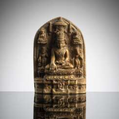 Miniaturstele aus Argillit den Tathagata Akshobya darstellend