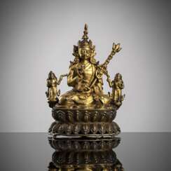 Partiell feuervergoldete Bronze des Padmasambhava