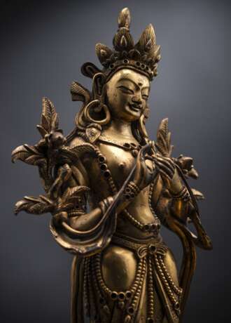 Feuervergoldete Bronze eines Bodhisattva - photo 2