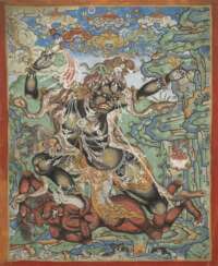 Thangka mit Darstellung von Krishnacarya