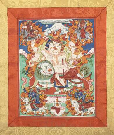 Drei Thangkas, die Pe.har, Sri Devi und Rdorje.Shlug.Ldan darstellen - photo 3