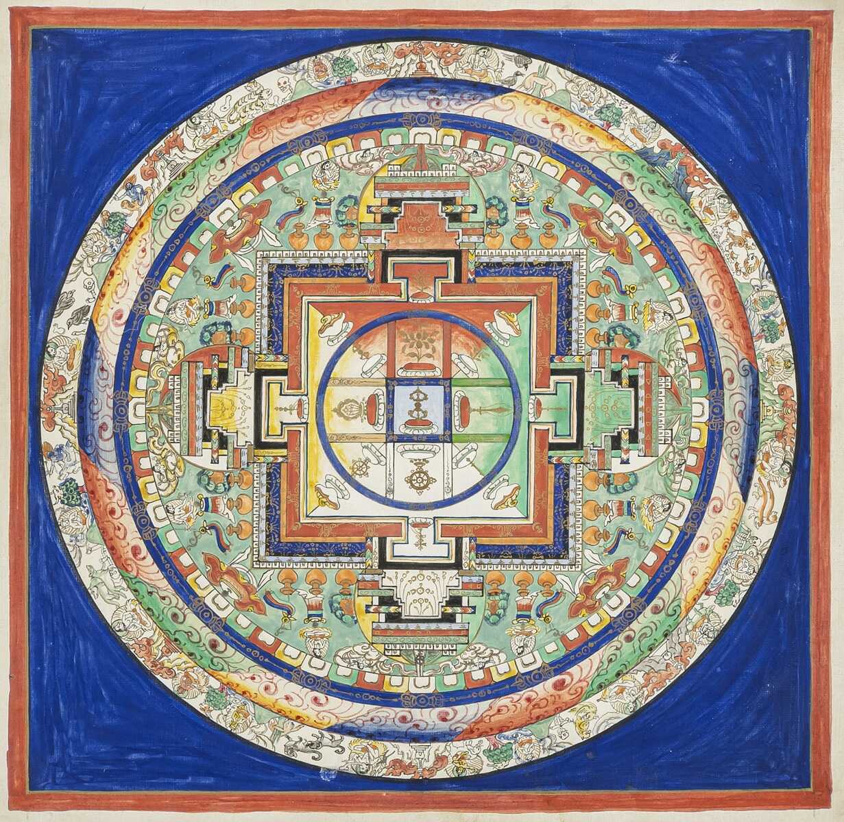 Seltene Gruppe von vier Mandala