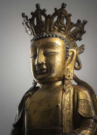 Feuervergoldete Bronze des gekrönten Buddha - Foto 4