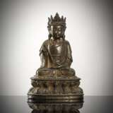 Bronze eines Bodhisattva auf einem Lotusthron - photo 1