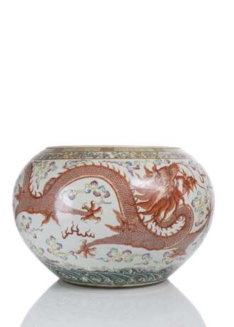 Großer und feiner Cachepot aus Porzellan mit Drachendekor - Foto 3