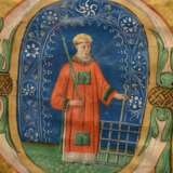 Spätmittelalterliches Psalter Blatt mit figürlich illuminierter Majuskel "Heiliger Laurentius", Gouache und Blattgold auf Pergament, 57,5x38,5cm (m.R. 64,5x45,5cm), Altersspuren - фото 3