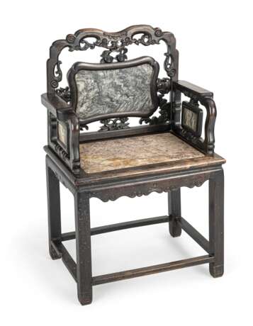 Armlehnstuhl mit eingelegten Marmorplatten - Foto 1