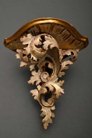 Farbig gefasste Wandkonsole im Barockstil mit partieller Vergoldung, Florenz um 1900/1920, Holz geschnitzt, H. 26cm - фото 1