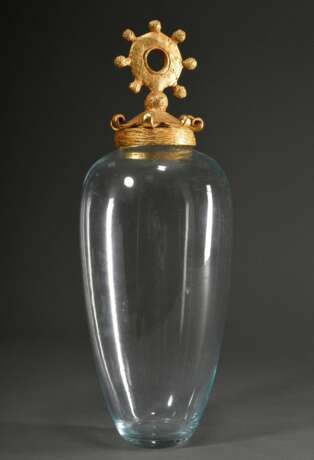 Casenove, Pierre (*1943) Kristall Vase in ovoider Form mit zoomorphem Deckel, Metall vergoldet, sign., Gießerstempel Fondica, Prägenummer 96, 1990er Jahre, H. 56cm - фото 2