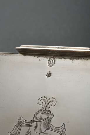 Eckiger dänischer Kasten mit Waffelmuster, innen graviert, Silber 830 mit Holz Interieur, 3,5x12,5x8,5cm - photo 5