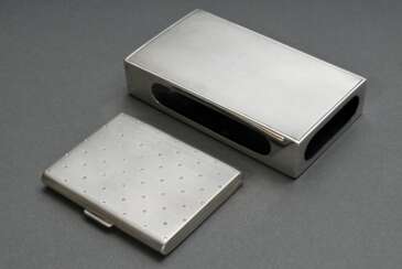 2 Diverse Teile guillochierte Streichholzschachtel Hülle (8x7cm) und Zigarettenetui (11,5x7cm), MZ: Franz Johann Jr., Silber 925, zus. 223g