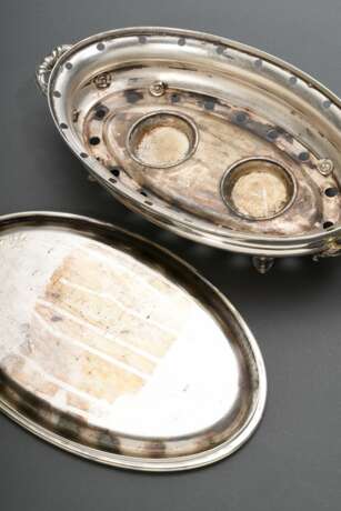 Ovales versilbertes Rechaud mit zwei Brennstellen, Frankreich um 1900, 10,5x45x24,5cm - Foto 2