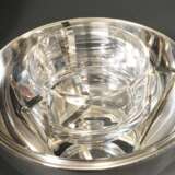 Kugelförmige Midcentury Kaviardose mit Glaseinsatz, Motto Italien, Metall versilbert, H. 18cm, Ø 17cm, Gebrauchsspuren - photo 4