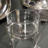 Kugelförmige Midcentury Kaviardose mit Glaseinsatz, Motto Italien, Metall versilbert, H. 18cm, Ø 17cm, Gebrauchsspuren - Foto 5