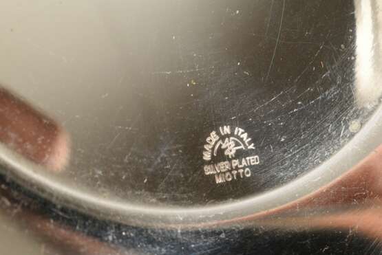 Kugelförmige Midcentury Kaviardose mit Glaseinsatz, Motto Italien, Metall versilbert, H. 18cm, Ø 17cm, Gebrauchsspuren - photo 7