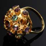 Gelbgold 800 Sputnik Ring mit Amethysten, Topasen, Citrinen und Granat, Portugal, 5,2g, Gr. 55 - photo 1