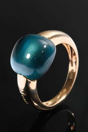 Doris Gioielli Roségold 750 Ring mit Blue London Topas Cabochon (11,8x12mm), sign., 7,4g, Gr. 56 - photo 1
