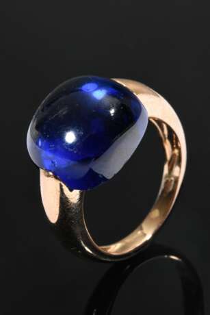 Doris Gioielli Roségold 750 Ring mit synthetischem blauem Spinell Cabochon (13,5x14mm), sign., 9,4g, Gr. 55, starke Tragespuren - фото 1