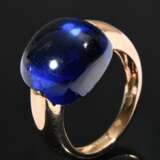 Doris Gioielli Roségold 750 Ring mit synthetischem blauem Spinell Cabochon (13,5x14mm), sign., 9,4g, Gr. 55, starke Tragespuren - Foto 1